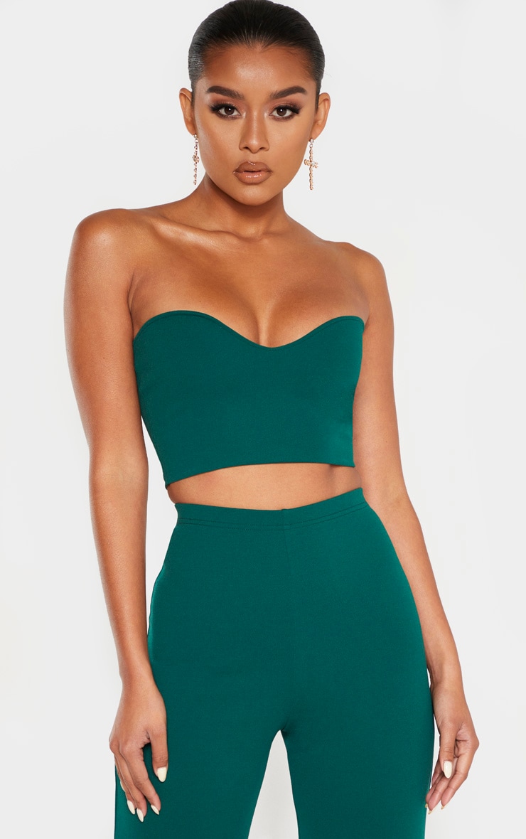 Emerald Sweetheart Bandeau Crop Top