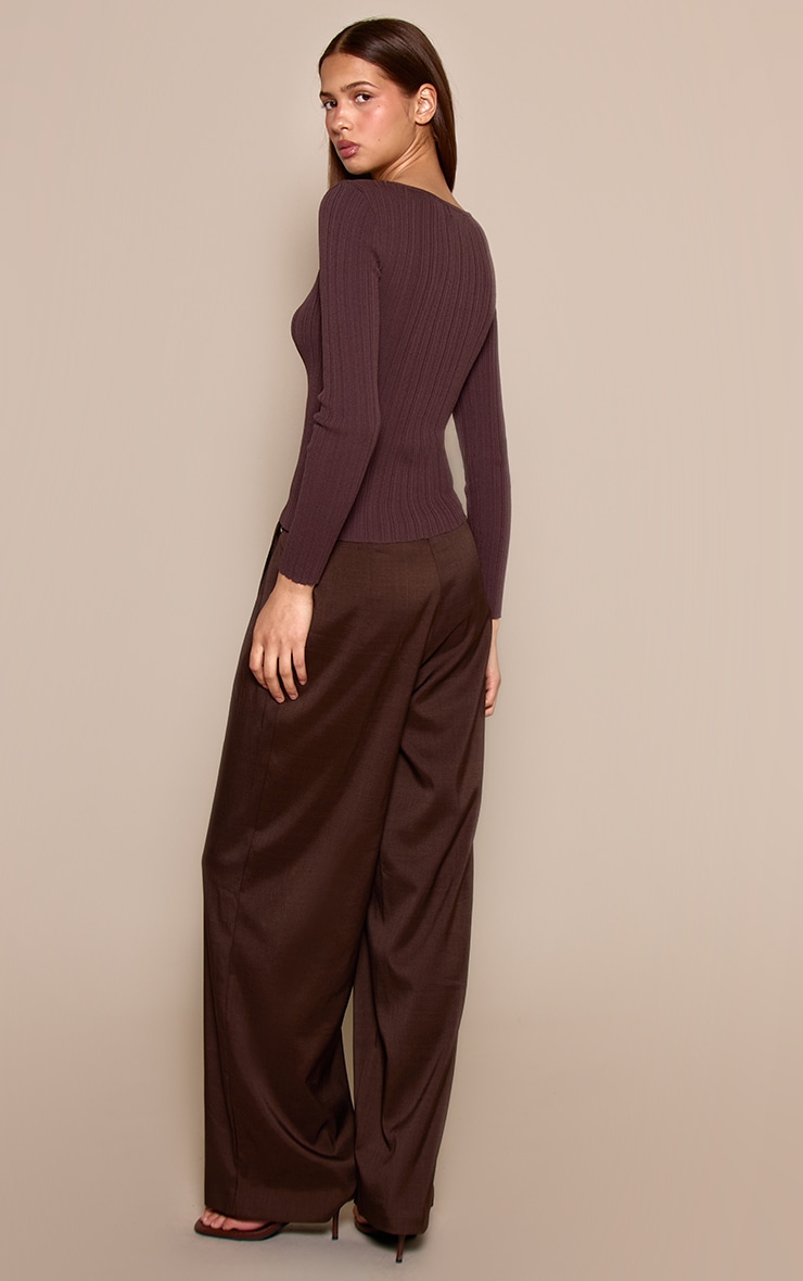 Chocolate Wrap Tie Woven Straight Leg Pants image 3