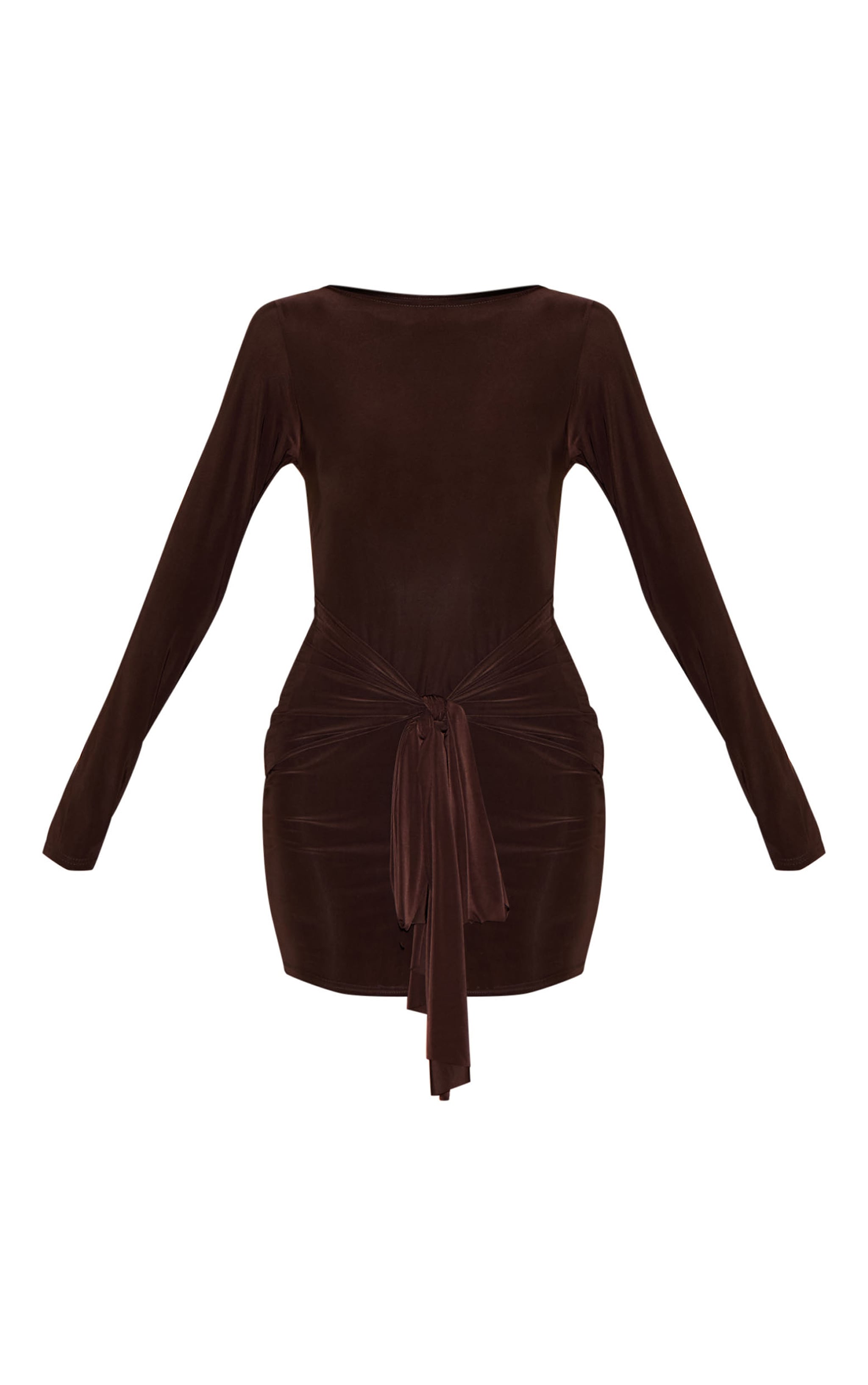 Mini robe moulante chocolat à détail noué image 5