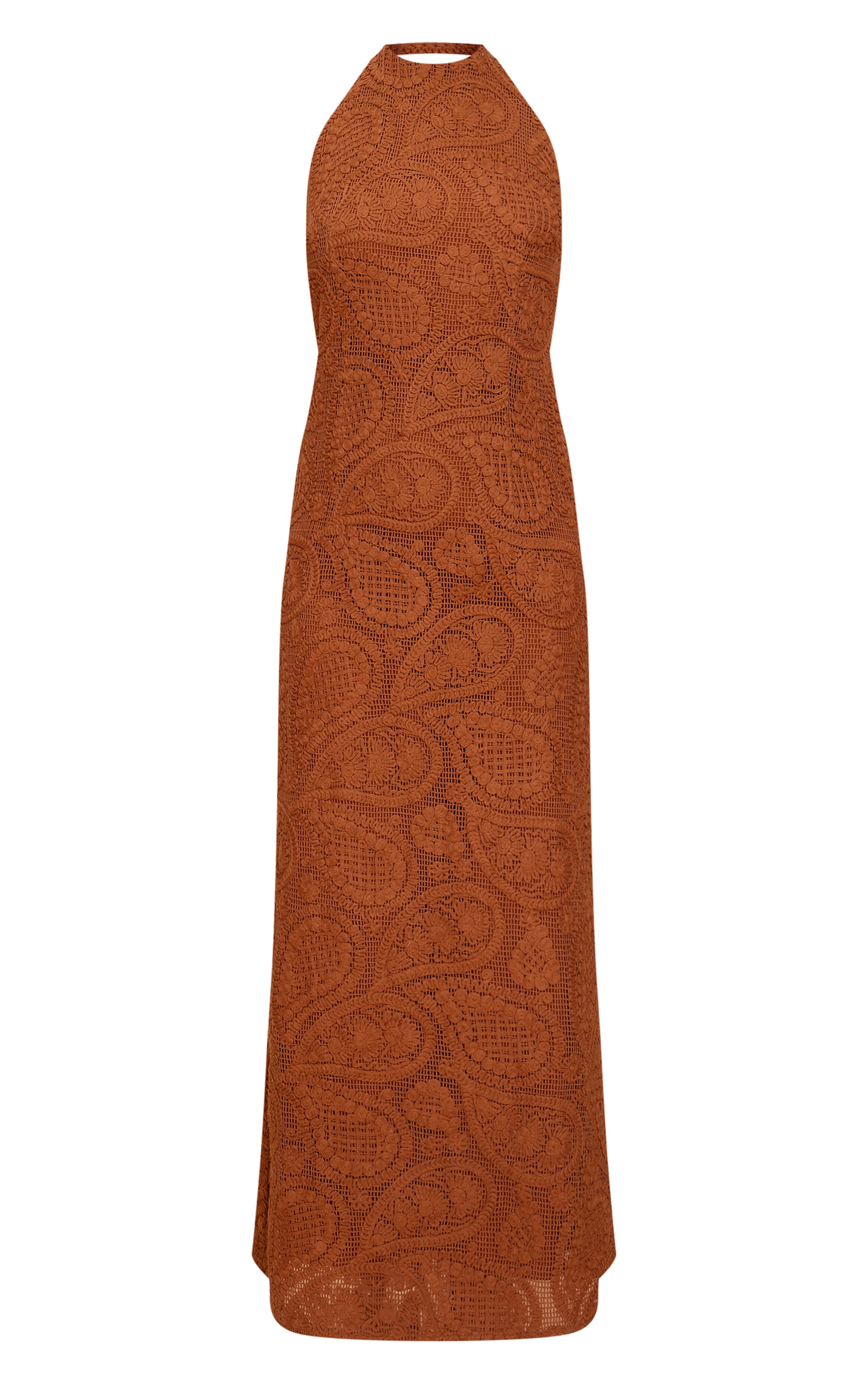 Chocolate Textured Strappy Low Back Maxi Dress image 5