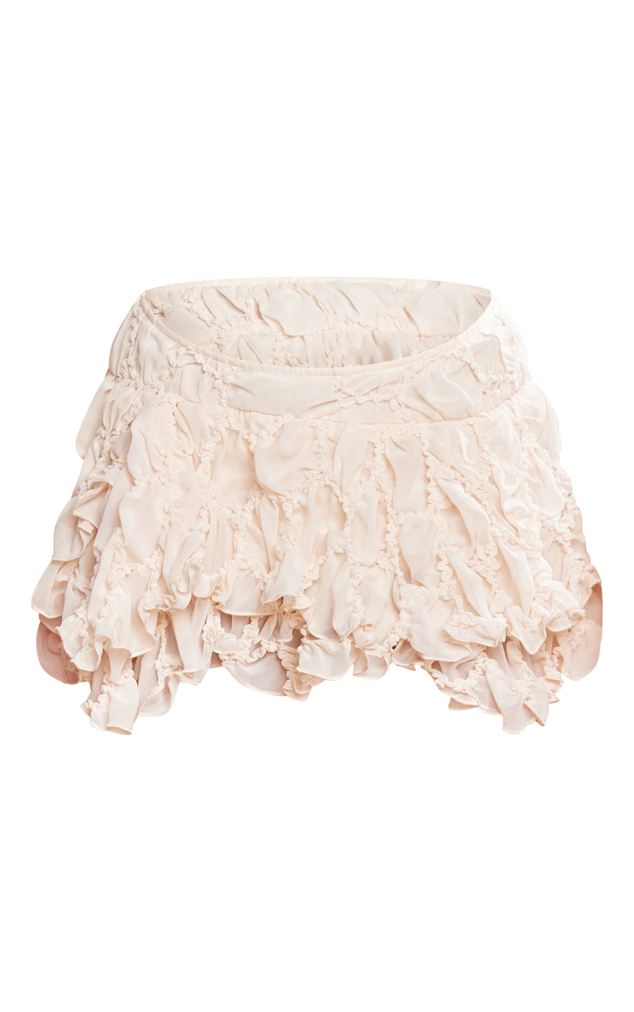 Premium Cream Ruched Textured Rara Mini Skirt image 1