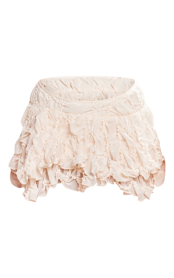 Premium Cream Ruched Textured Rara Mini Skirt