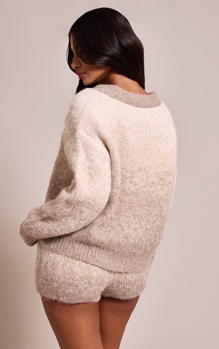Petite Knitted Grey Ombre Brushed Long Sleeve Cardigan image 2