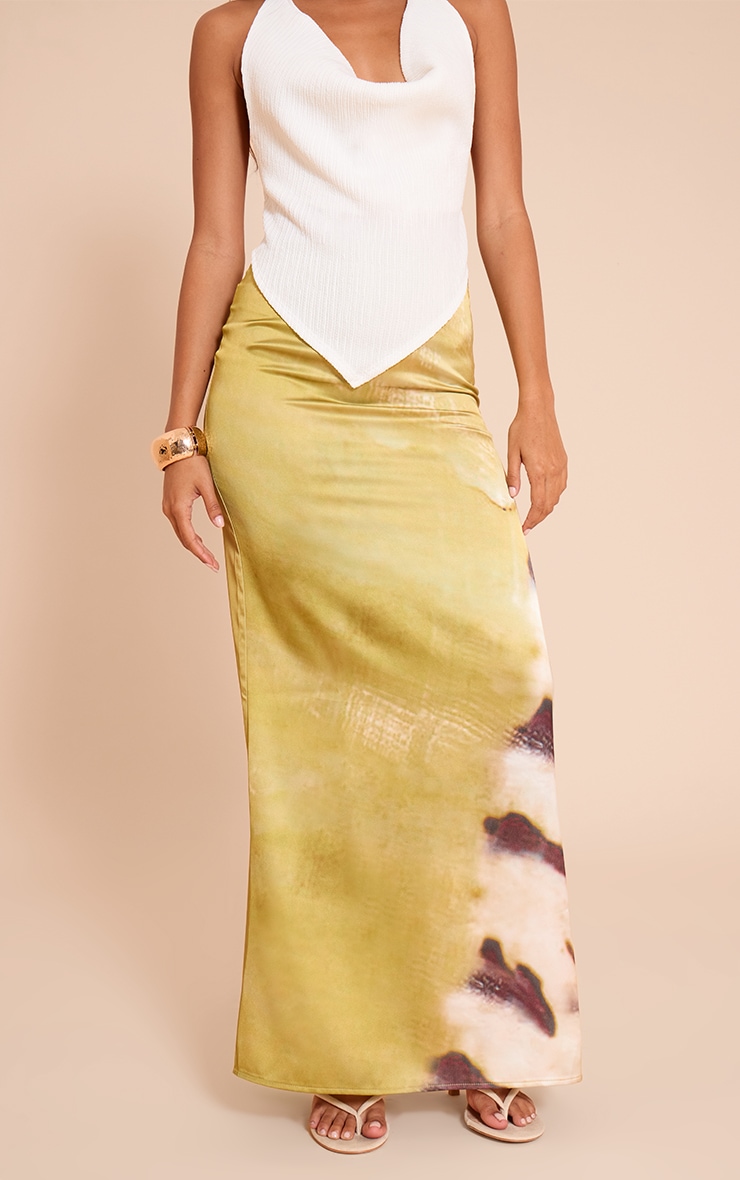 Lime Shell Print Floaty Maxi Skirt image 2