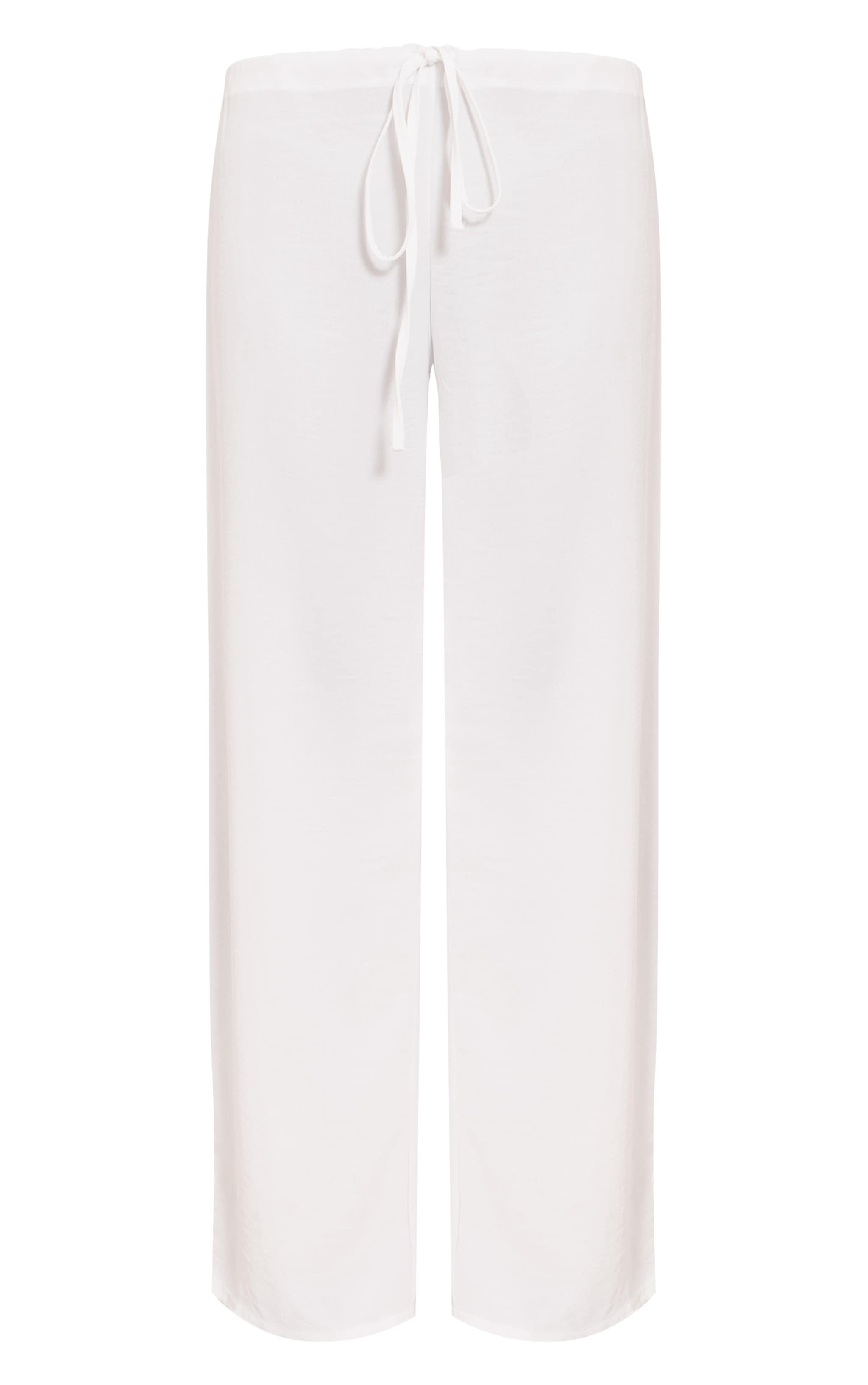 Cream Floaty Drawstring Thin Waistband Pants image 5