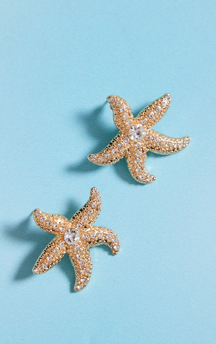 Gold Starfish Statement Stud Earrings image 2