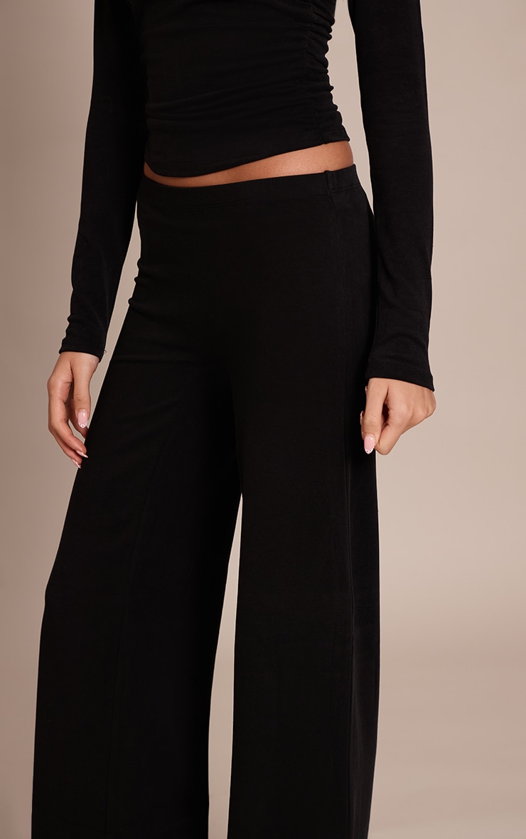 Pantalon décontracté droit en coton doux noir à taille basse image 4