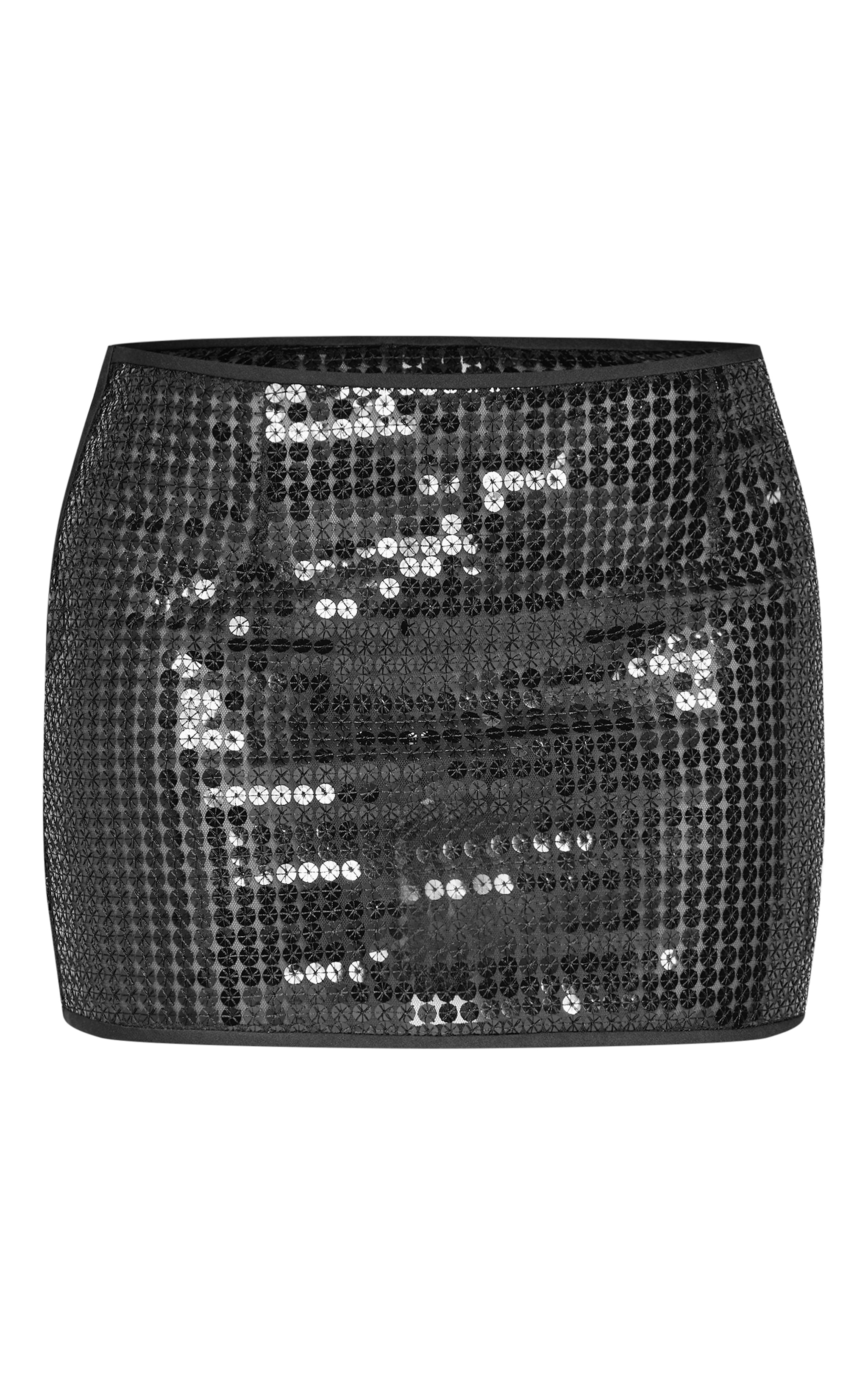 Black Chain Sequin Micro Mini Low Rise Skirt image 1