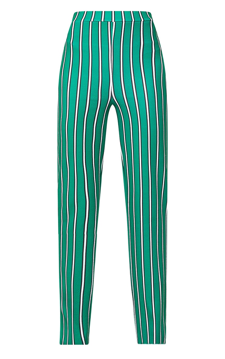 Green Stripe Straight Leg Suit Trousers. Trousers | PrettyLittleThing