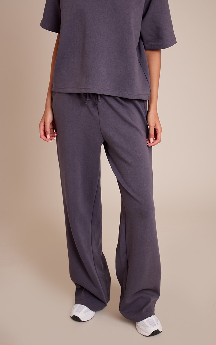 Tall Navy Interlock Wide Leg Sweatpants image 2