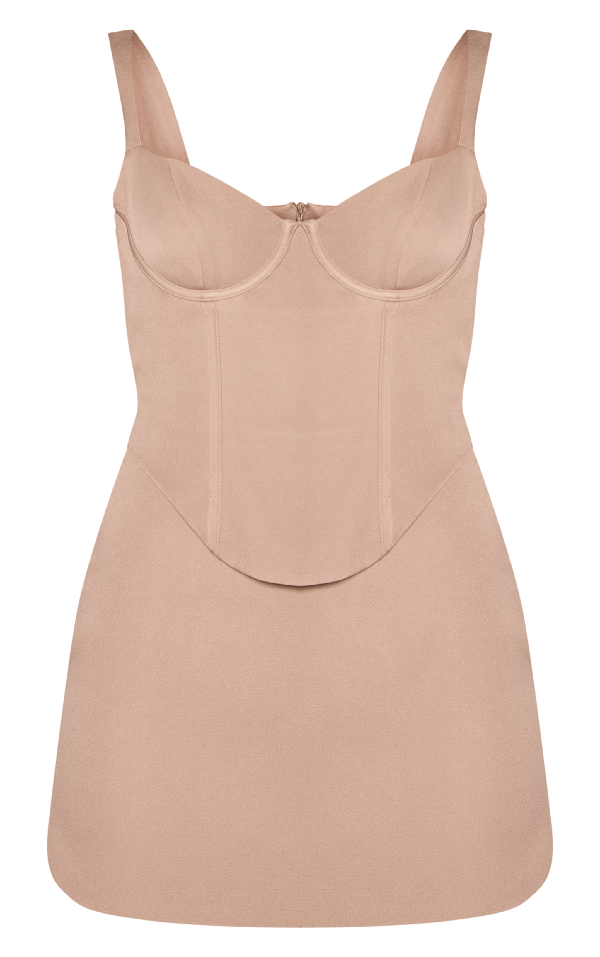 Taupe Woven Corset Detail Mini Bodycon Dress image 5