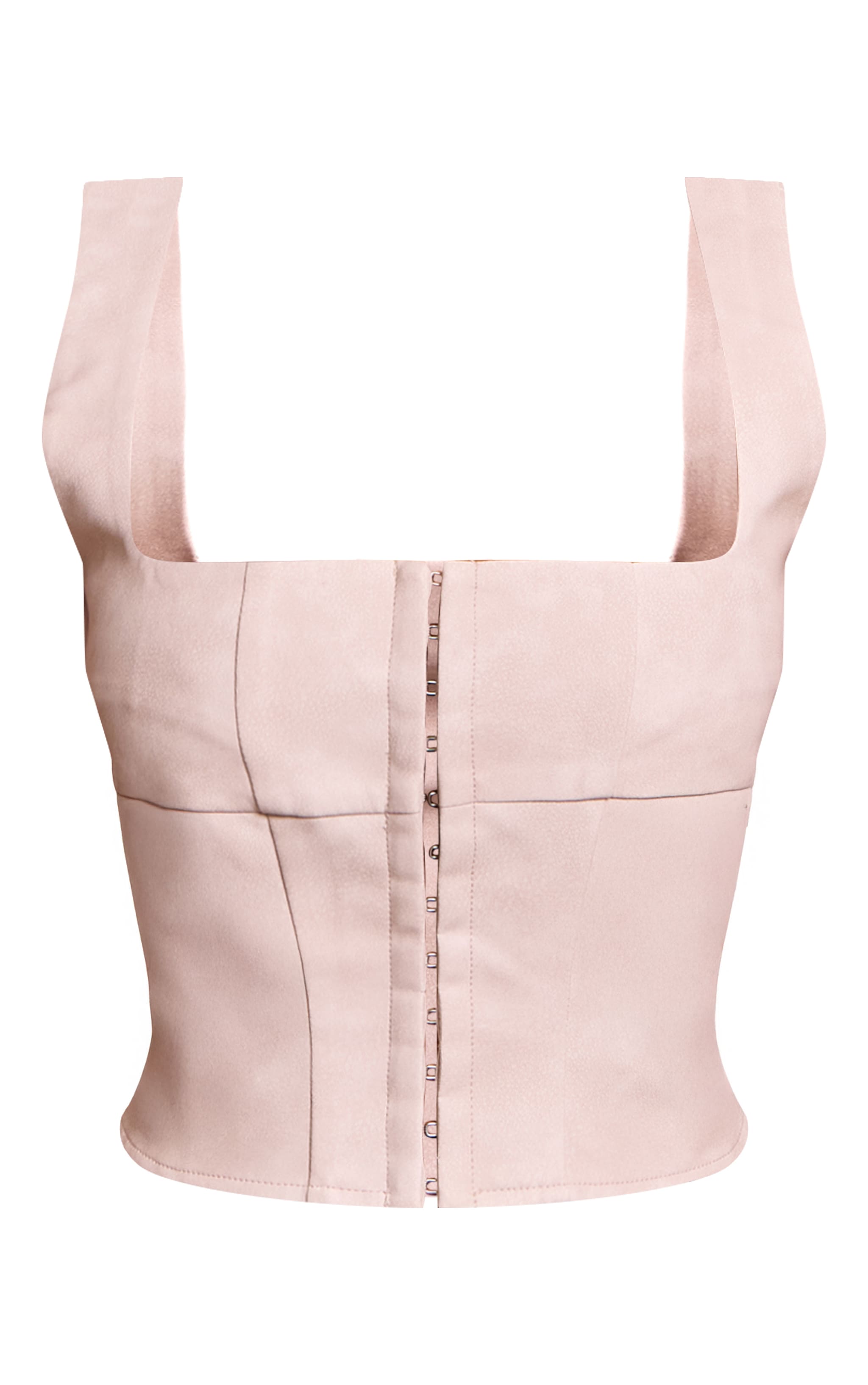 Petite Ecru  Fitted Faux Leather Crop Top image 5