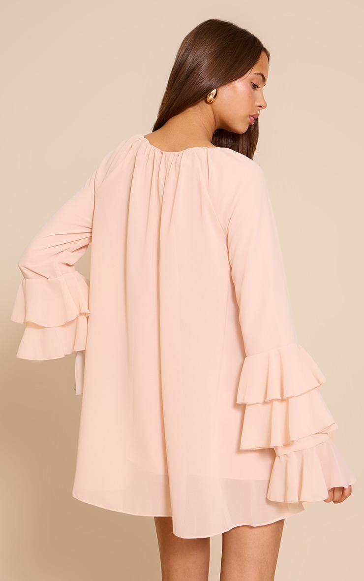 Blush Chiffon Frill Sleeve Detail Shift Dress image 2