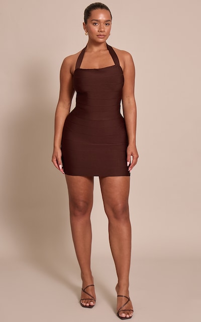 Mini-jupe bandage chocolat Sculptante