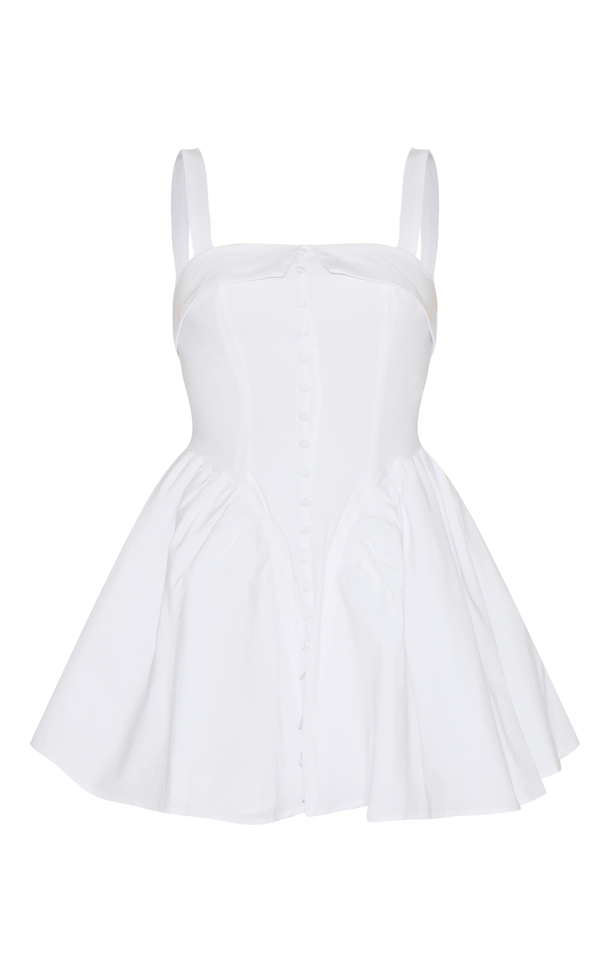Robe trapèze blanche boutonnée à taille en V image 5