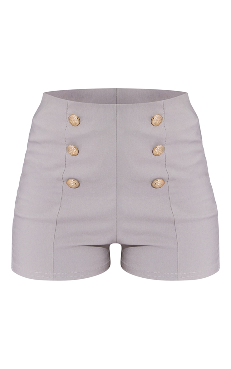 Stone Stretch Woven Button Detail Hot Pants image 6
