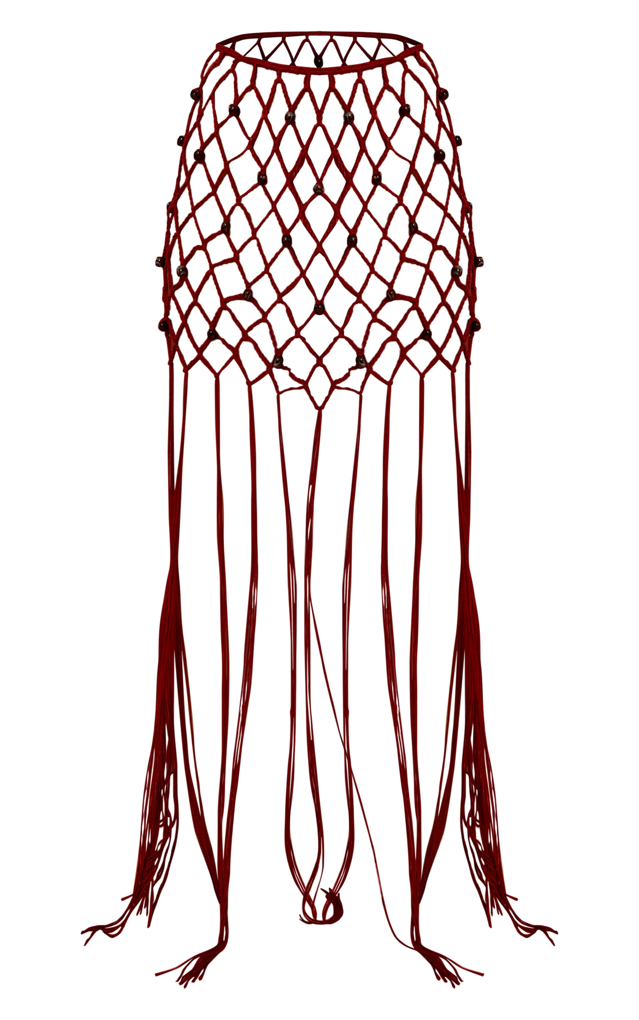 Rust Macramé Crochet Beaded Maxi Skirt image 5