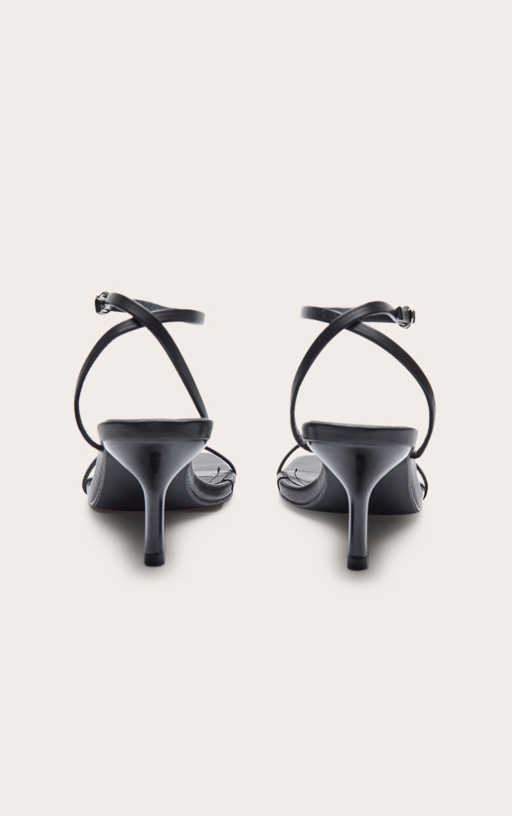 Black Pu Square Toe Square Toe Barely There Mid Heeled Sandals image 4
