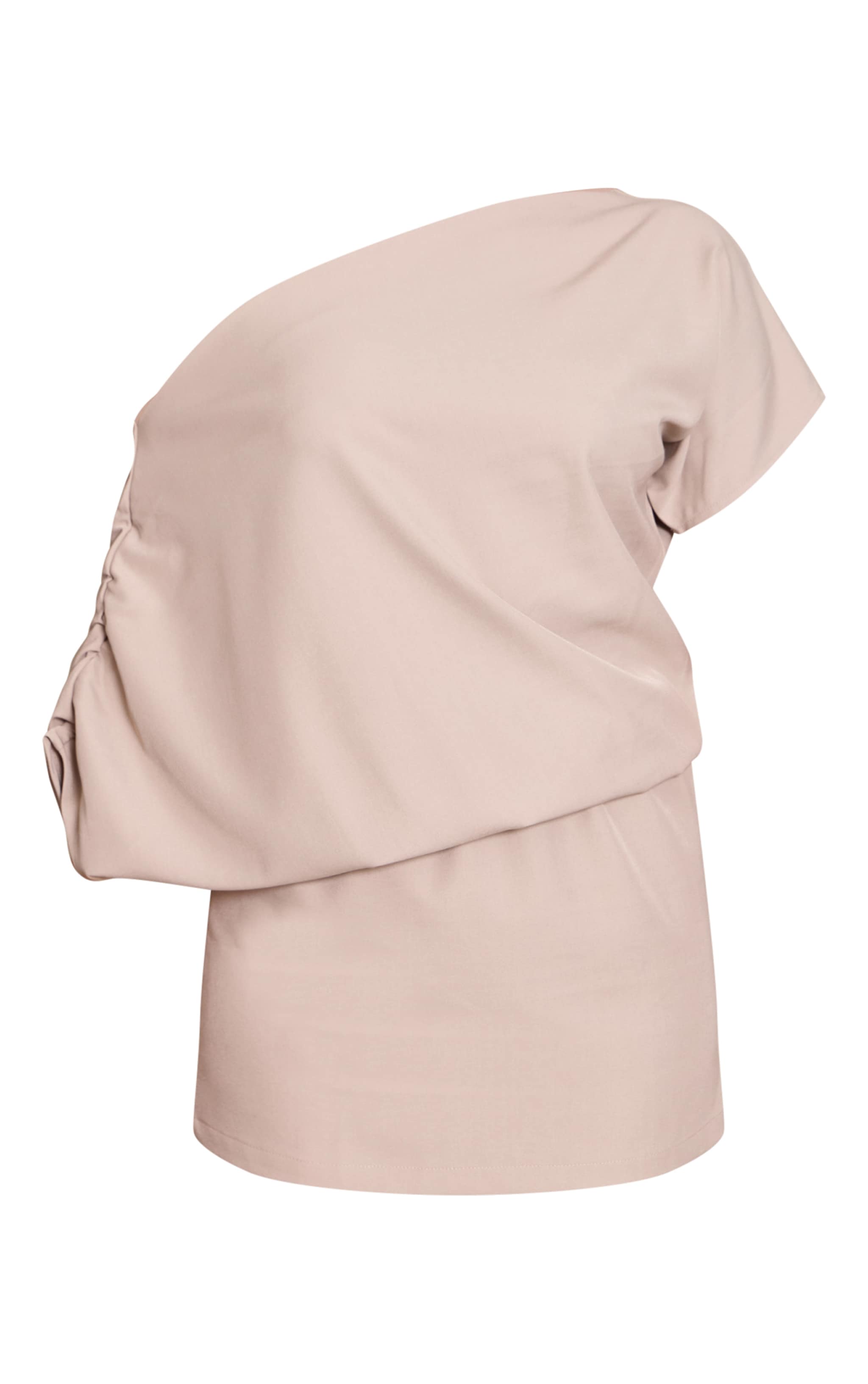 Grey Woven Off The Shoulder Fold Over Mini Dress image 5