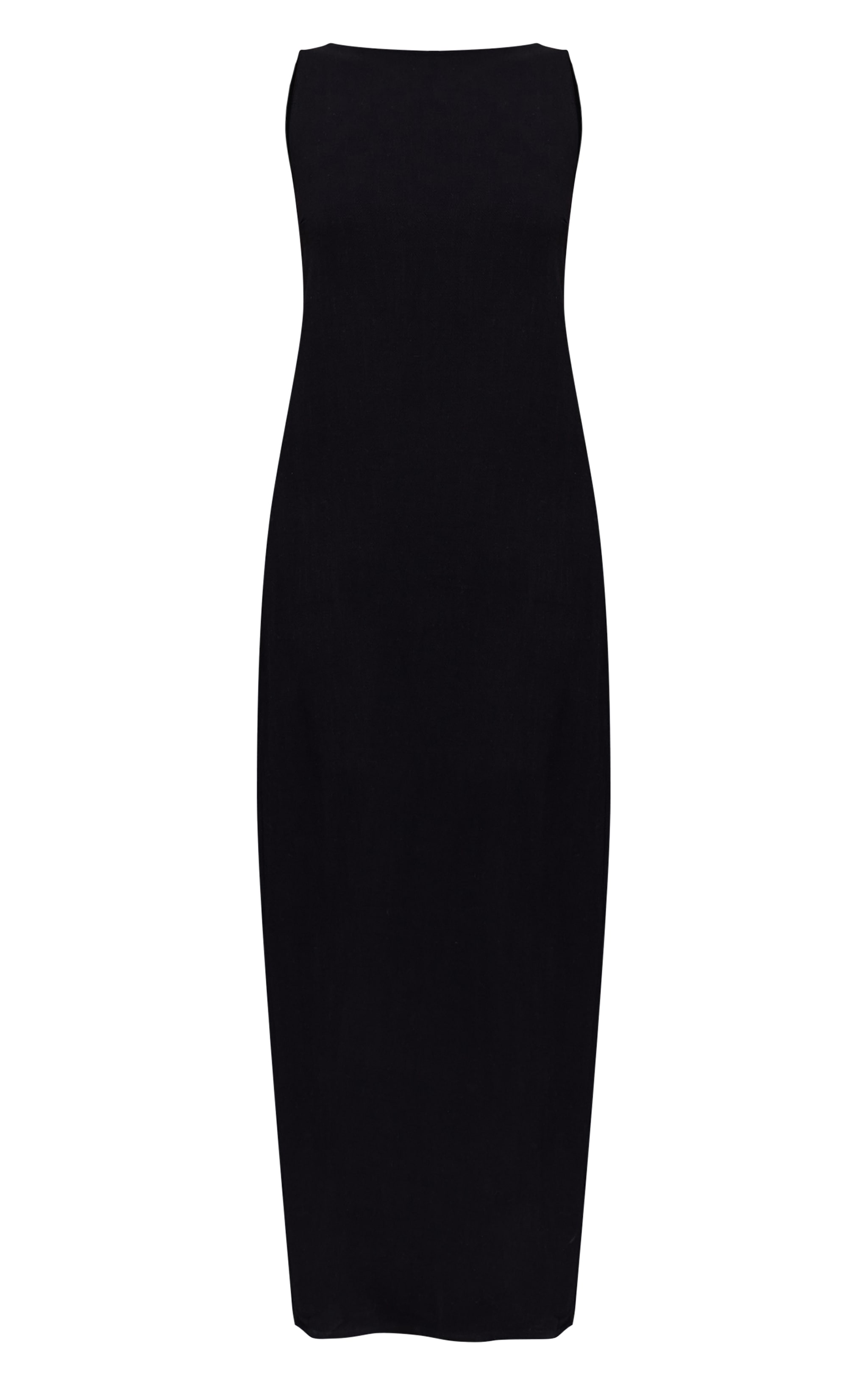 Black Textured Boat Neck Low Back Maxi Dress image 5
