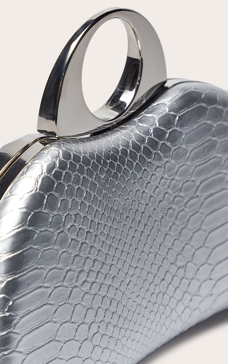 Silver Snake PU Hard Clutch Bag image 4