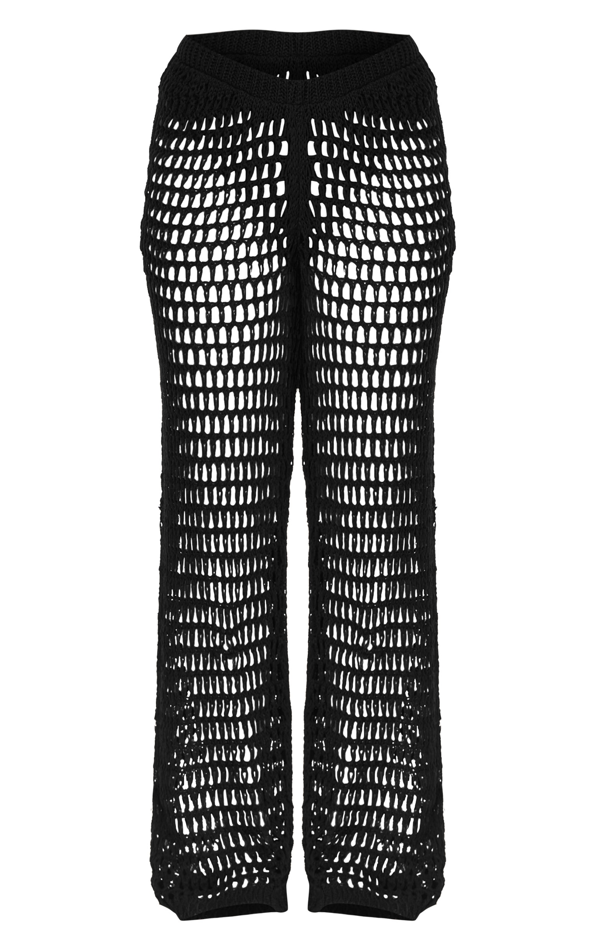Black Crochet Beach Wide Leg Trousers | Swimwear