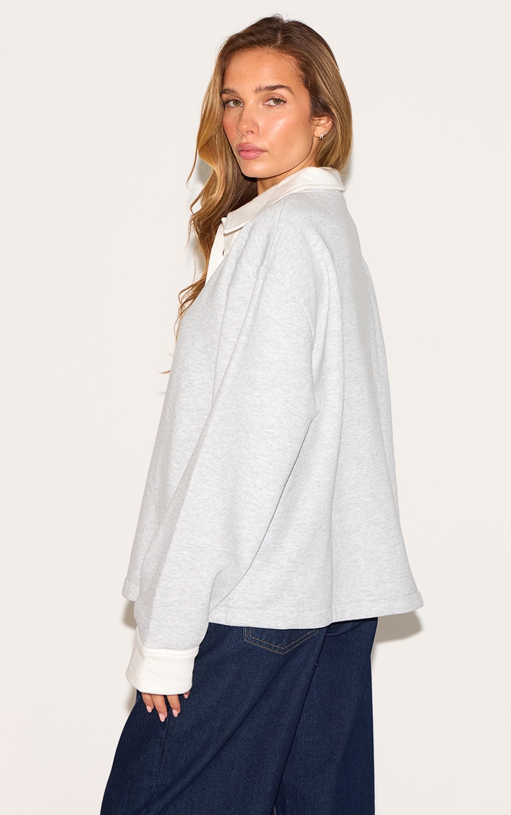 Ash Grey Oversized Polo Sweatshirt image 2