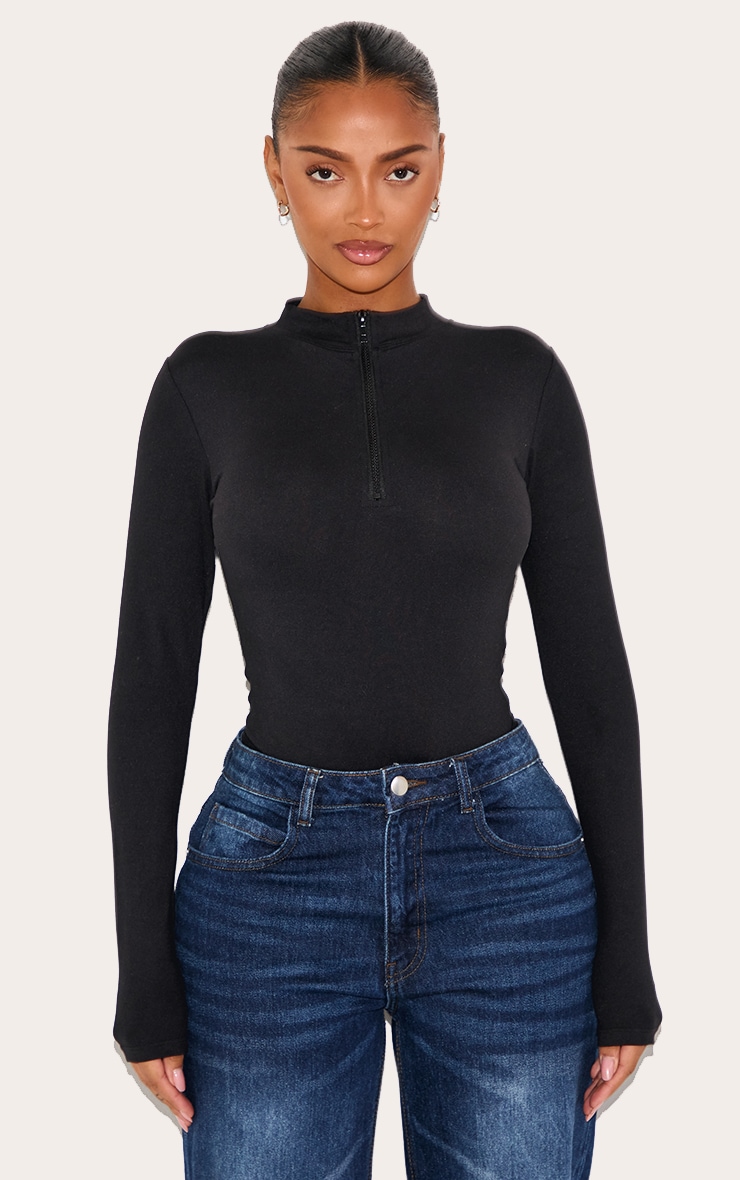 Shape Black Sculpt High Neck Zip Through Bodysuit image 1