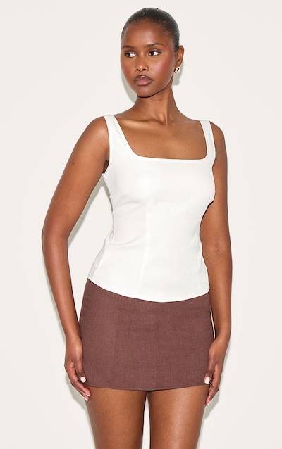Cream Square Neck Long Top