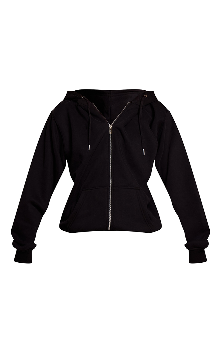 Hoodie oversize en coton polaire noir à zip image 5