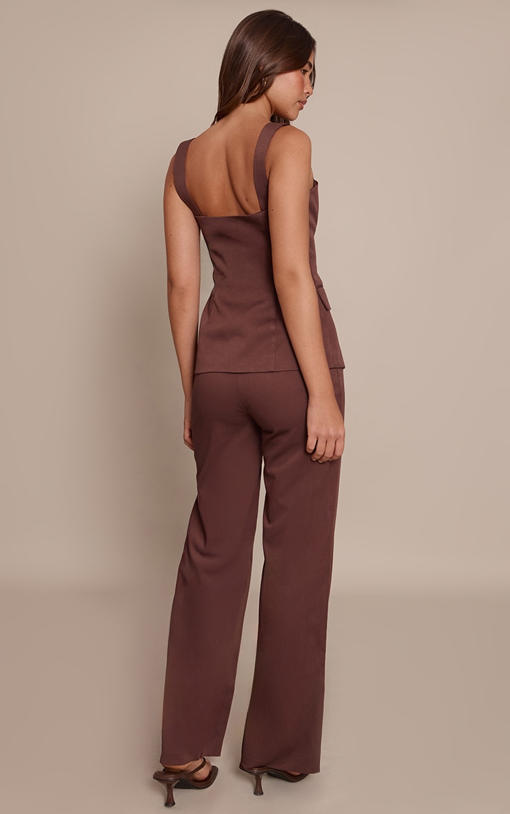 Chocolate Seam Detail Trousers image 3