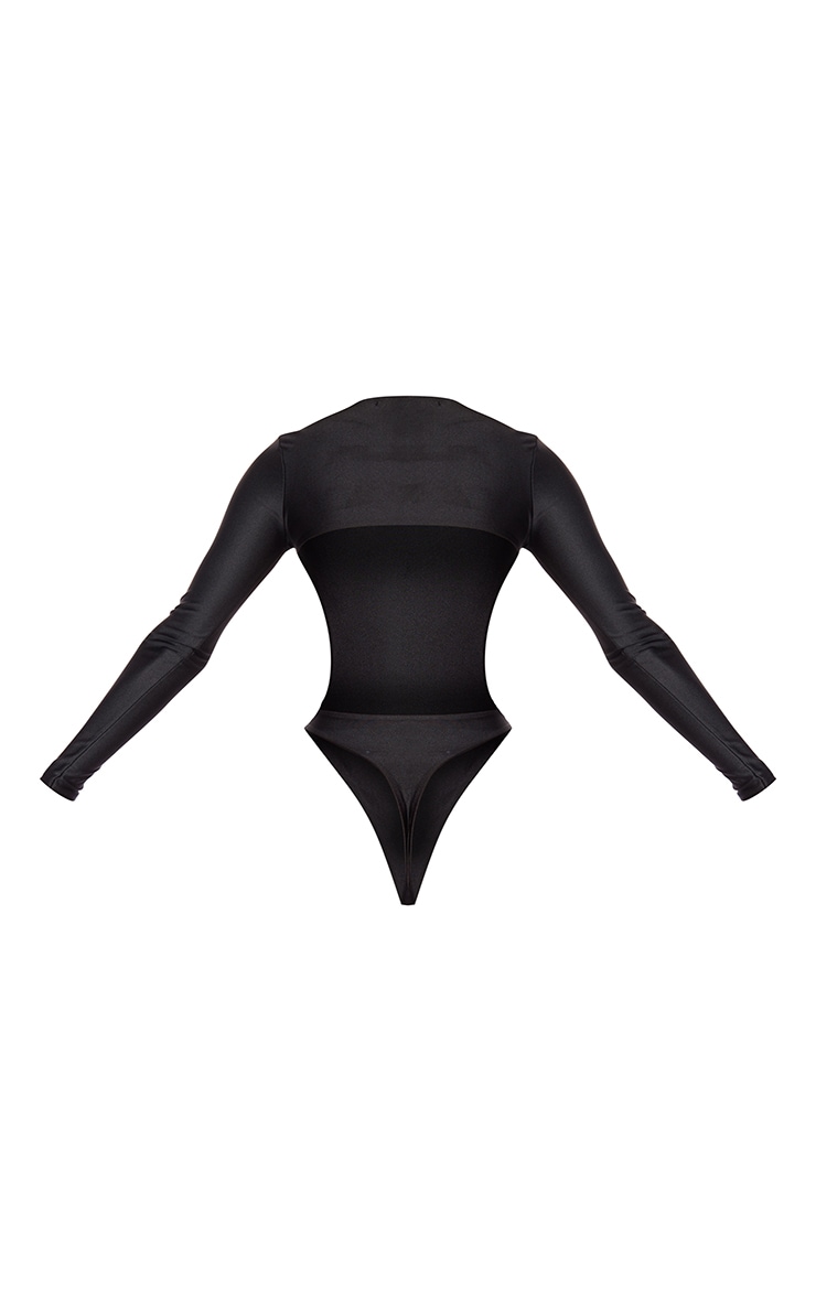  Black Slinky Long Sleeve Open Back Swimsuit image 2