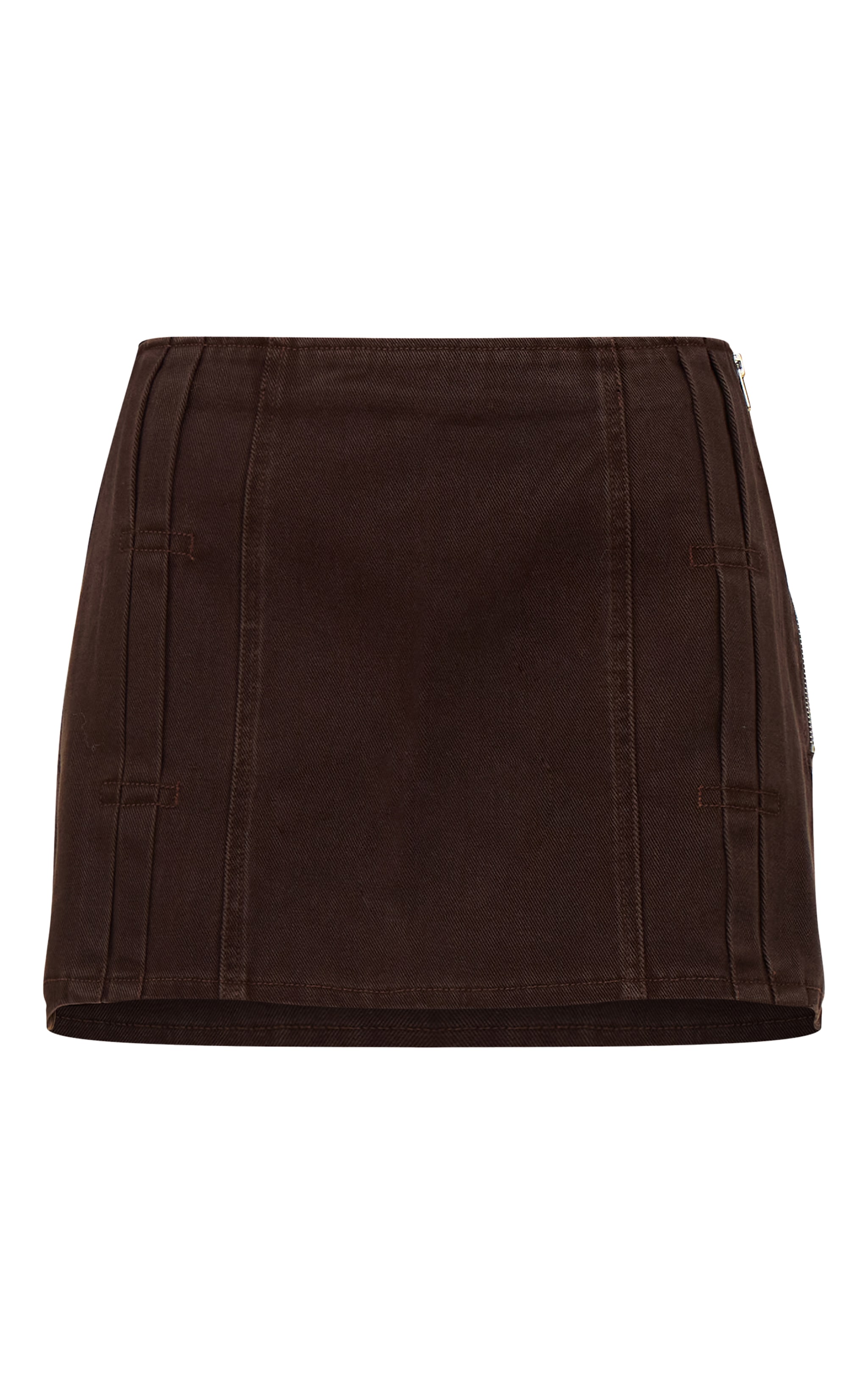 Mini-jupe en jean chocolat foncé à plissures image 6
