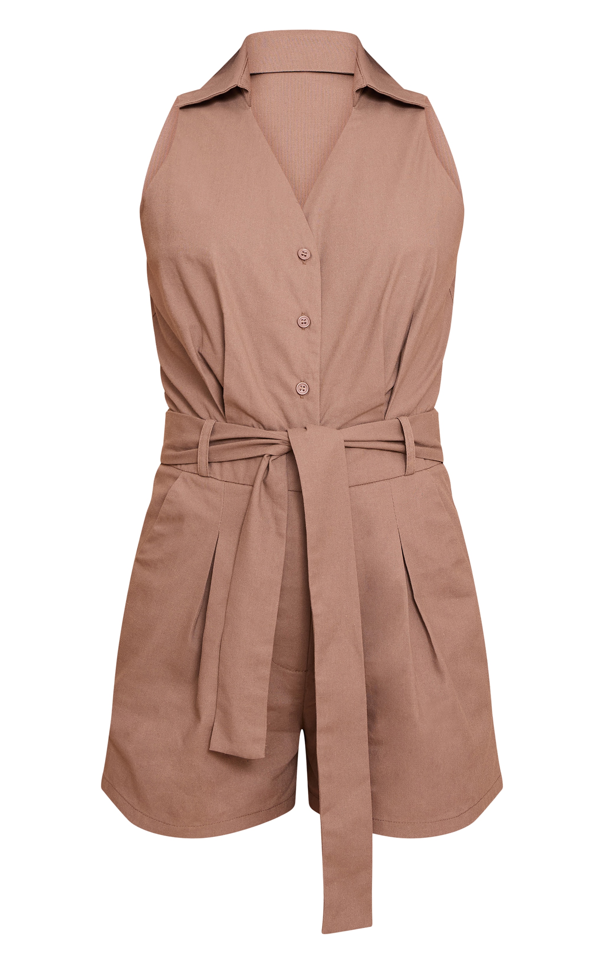Mushroom Woven Utility Belt Detail Sleeveless Romper image 5