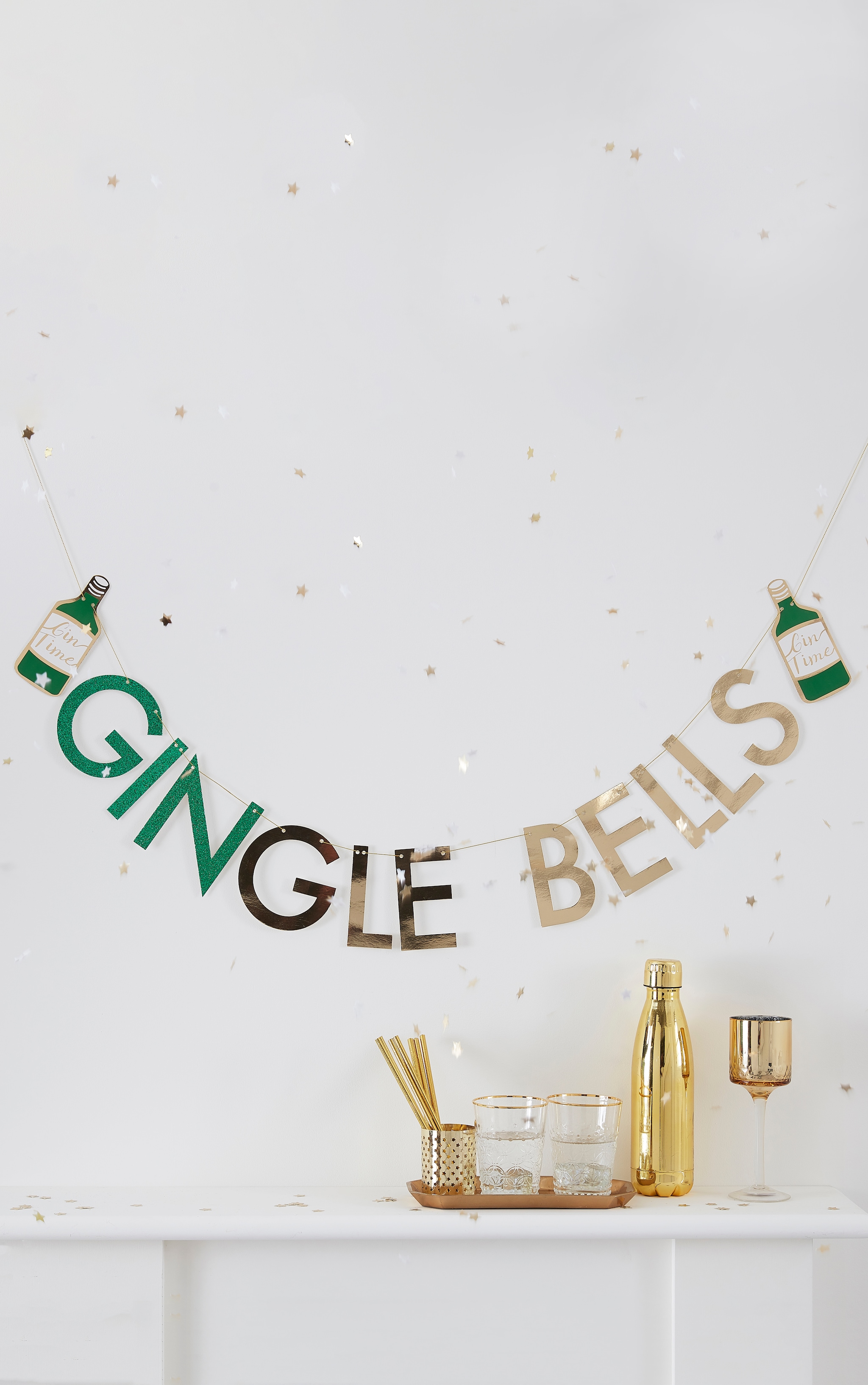 Ginger Ray Bunting Gingle Bells Gold Glitter