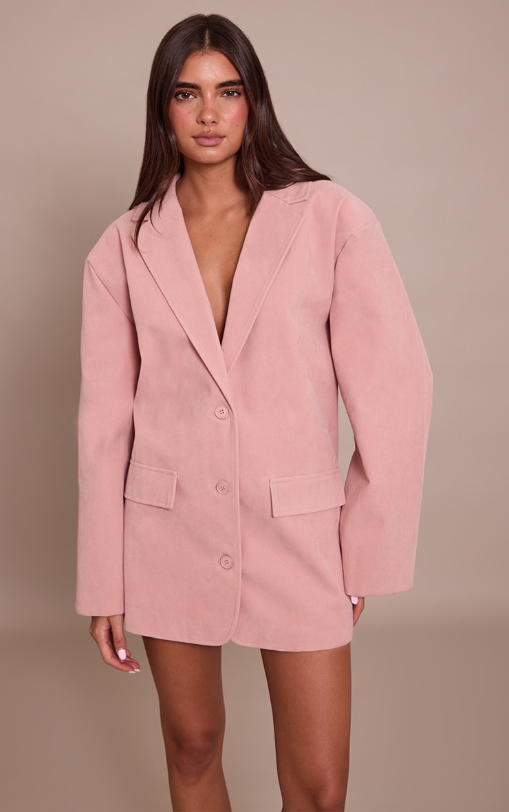Robe blazer structurée en suédine rose image 1