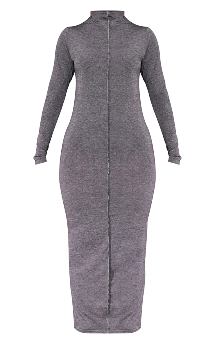 Robe mi-longue en jersey gris anthracite à détail coutures image 5