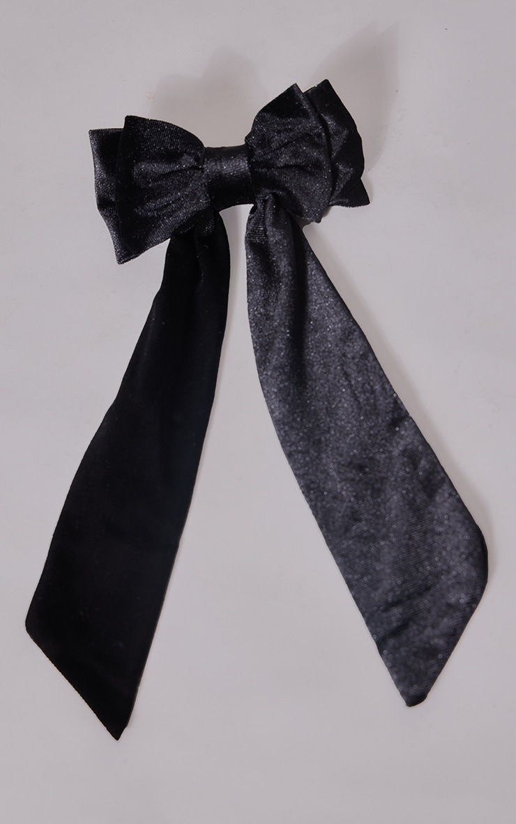 Black Velvet Hair Bow image 2