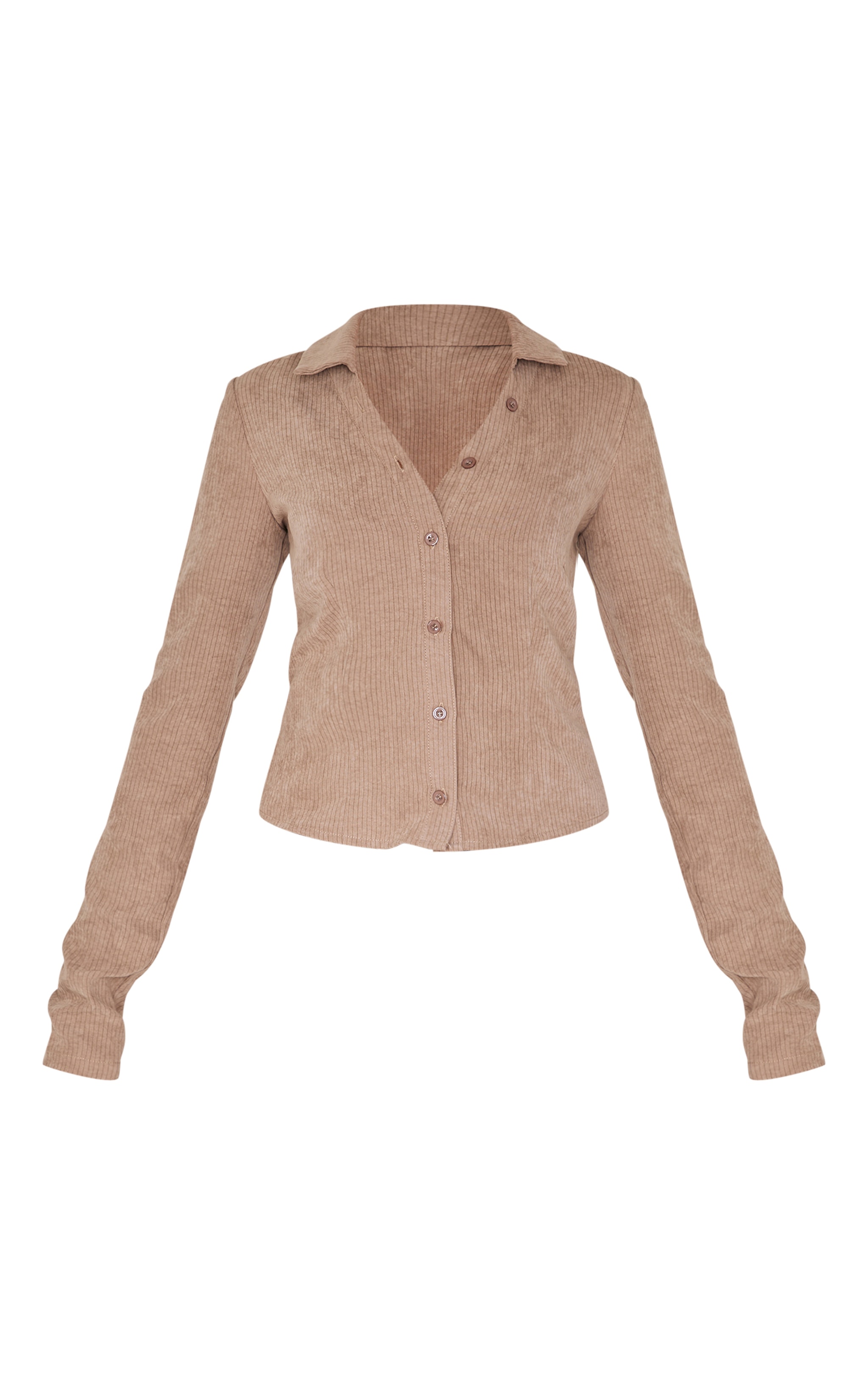 Taupe Peach Skin Pinstripe Long Sleeve Cargo Shirt image 5
