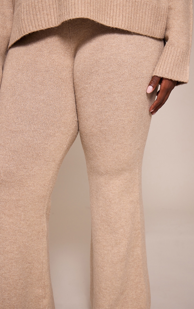 Plus Taupe Wide Leg Knitted Pants image 4
