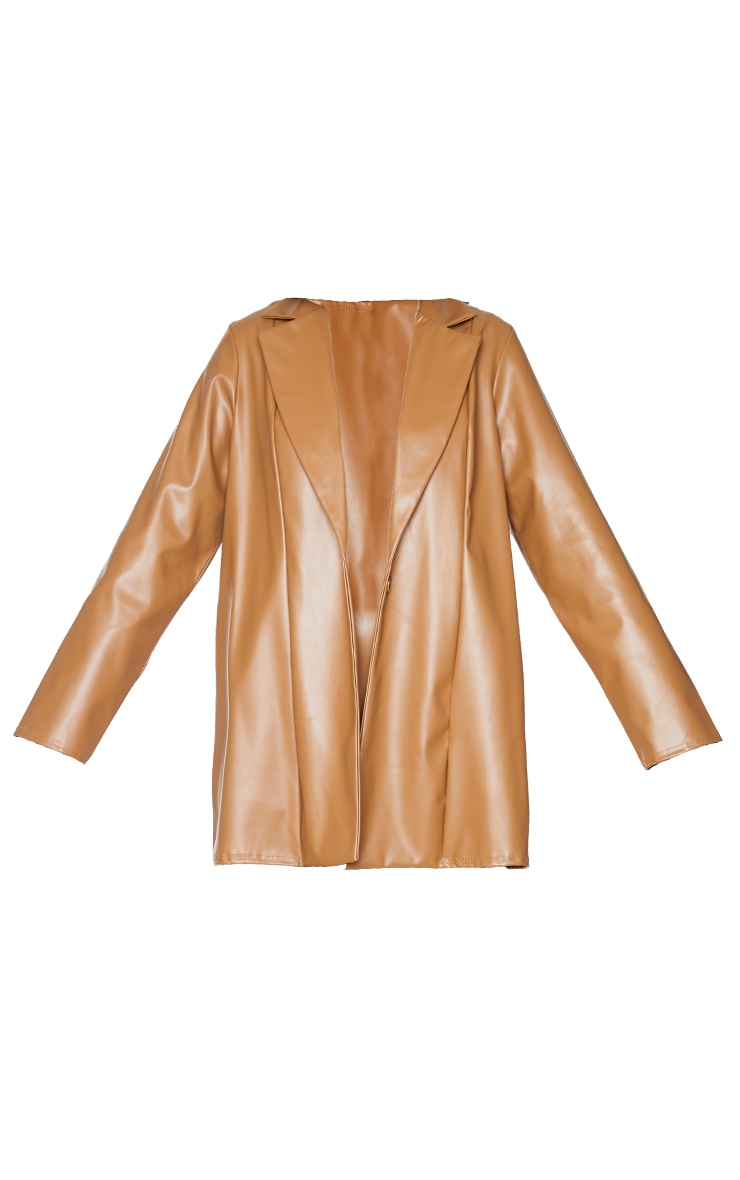 Camel faux leather blazer clearance