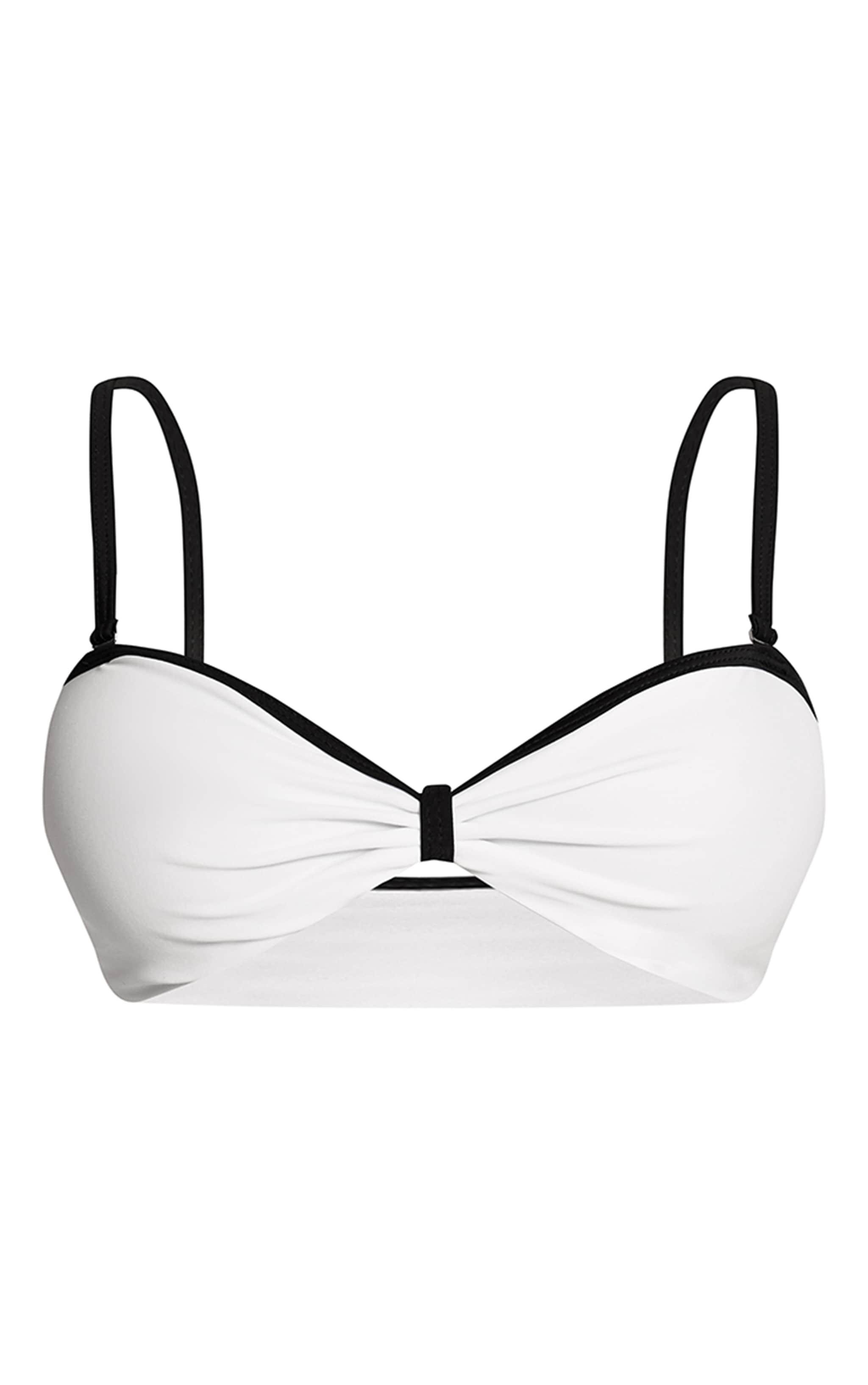 Haut de maillot de bain blanc à bretelles fines et bordures contrastantes image 5