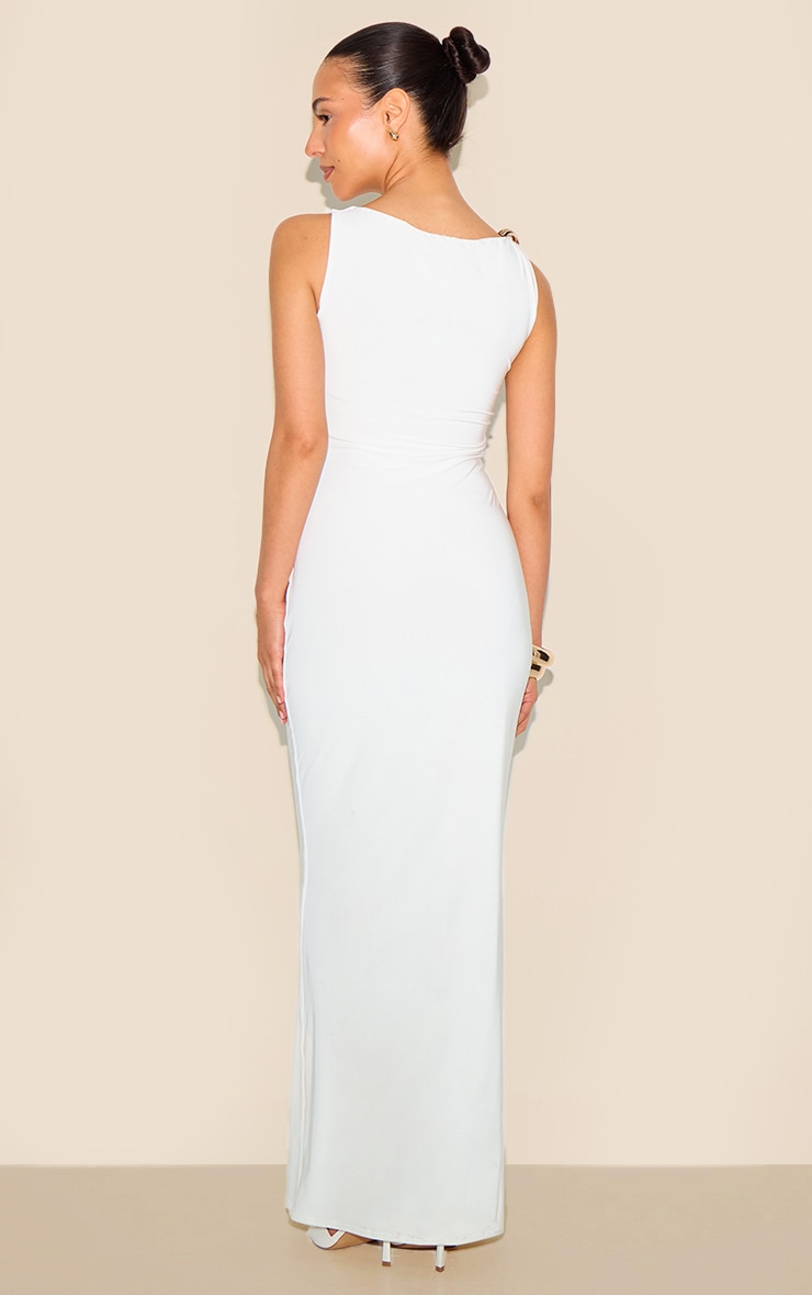 Petite Robe longue blanche à empiècement doré image 2