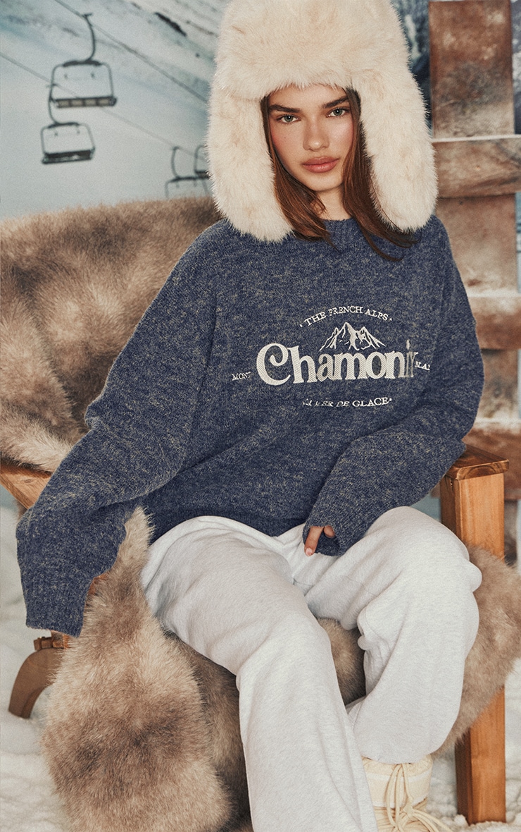 Blue Marl Chamonix Graphic Knitted Sweater image 1