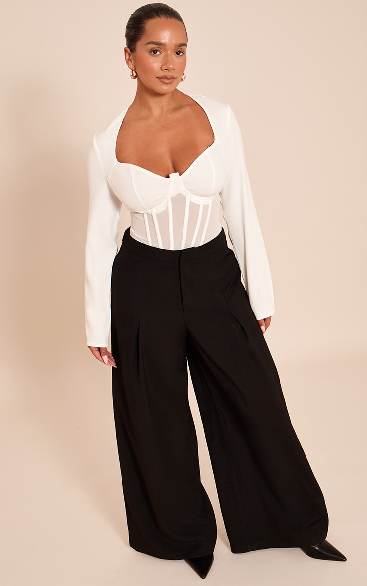 Shape White Mesh Long Sleeve Corset Bodysuit image 3
