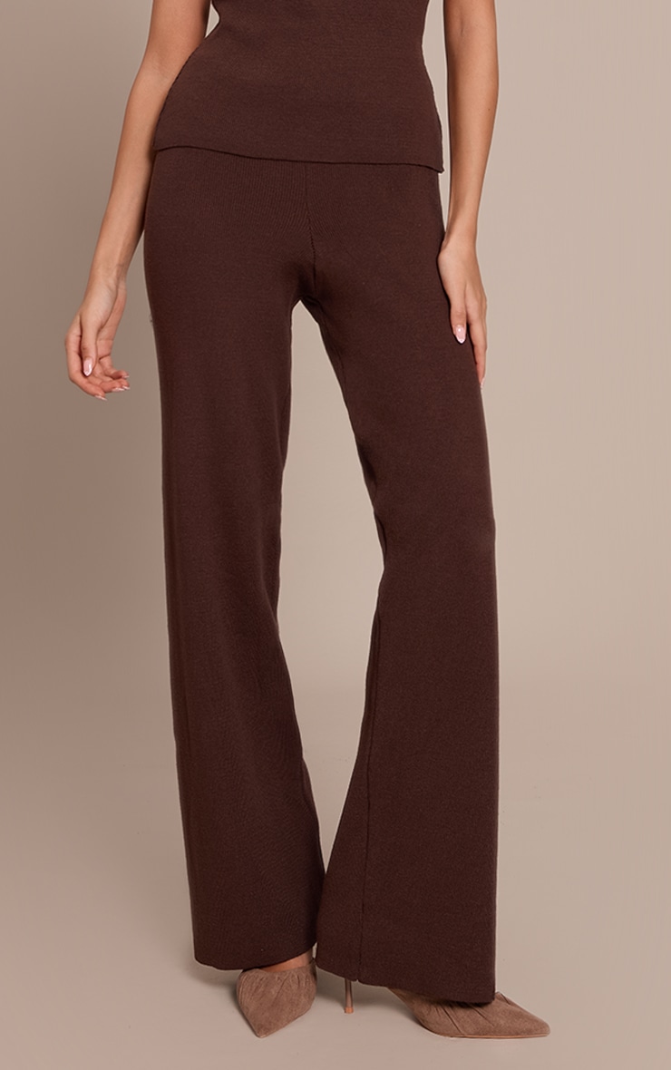 Chocolate Compact Knit Trousers image 2