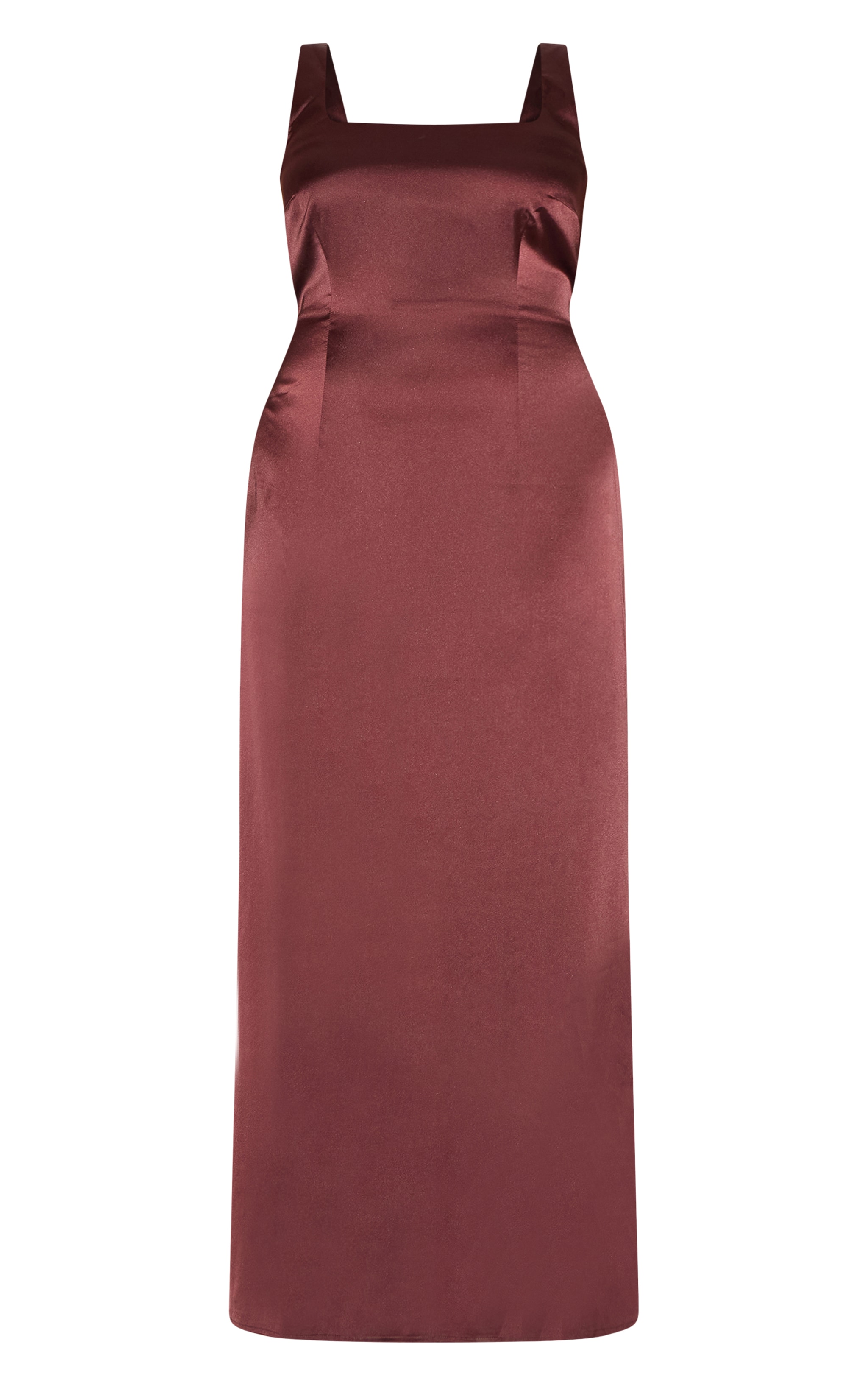 Plus Chocolate Satin Cross Back Midaxi Dress image 5