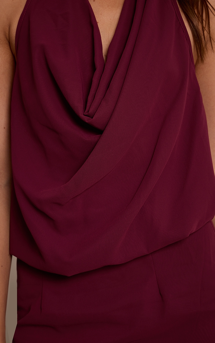 Plum Chiffon Halterneck Cowl Maxi Dress image 4