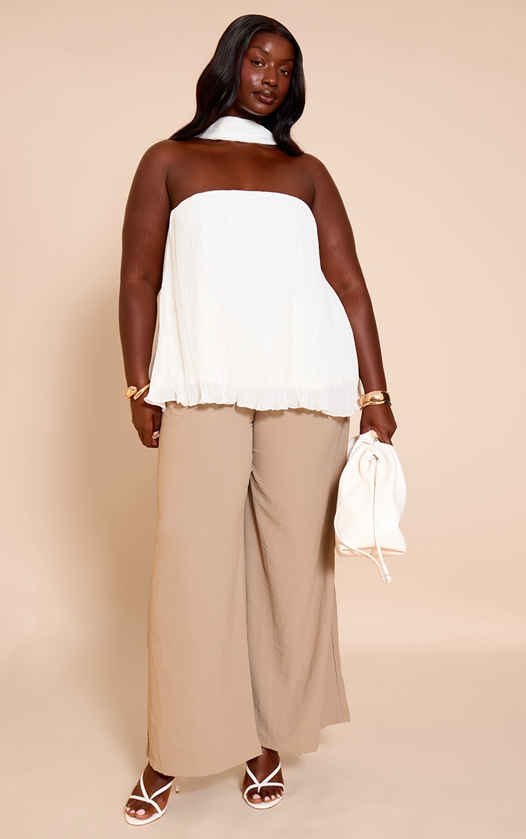 Plus White Chiffon Bandeau Neck Scarf Detail Long Top image 3