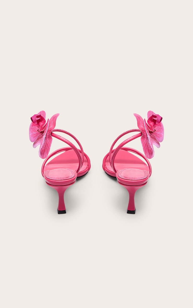 Pink Hibiscus Flower Kitten Heel Slingback image 4